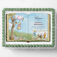 POOH BEAR BABY Shower Cake Topper Edible Image pooh bear book Nursery decoration Sheet cake Classic Pooh Bear Cake topper Cupcake Topper