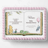 POOH BEAR BABY Shower Cake Topper Edible Image pooh bear book Nursery decoration Sheet cake Classic Pooh Bear Cake topper Cupcake Topper