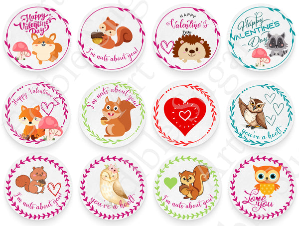 VALENTINE'S DAY CUPCAKE Toppers Owl Edible Image Valentine Woodland cake topper Valentine cupcake topper Valentines cupcake toppers Love