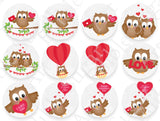 VALENTINE'S DAY Owl CUPCAKE Toppers Edible Image Valentine's Day Owl cake topper Valentine's Day cupcake topper Valentines cupcake t