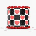 VALENTINE'S DAY CAKE Topper Cake Wrap Valentines Day Edible image Heart Cake topper checker board heart pattern cake topper edible image