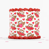 VALENTINE'S DAY CAKE Owl Topper Edible Image Smiley face Valentine Owl cupcake topper Love cake topper cake wrap