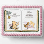 POOH BEAR BABY Shower Cake Topper Edible Image pooh bear book Nursery decoration Sheet cake Classic Pooh Bear Cake topper Cupcake Topper