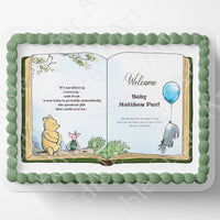 POOH BEAR BABY Shower Cake Topper Edible Image pooh bear book Nursery decoration Sheet cake Classic Pooh Bear Cake topper Cupcake Topper