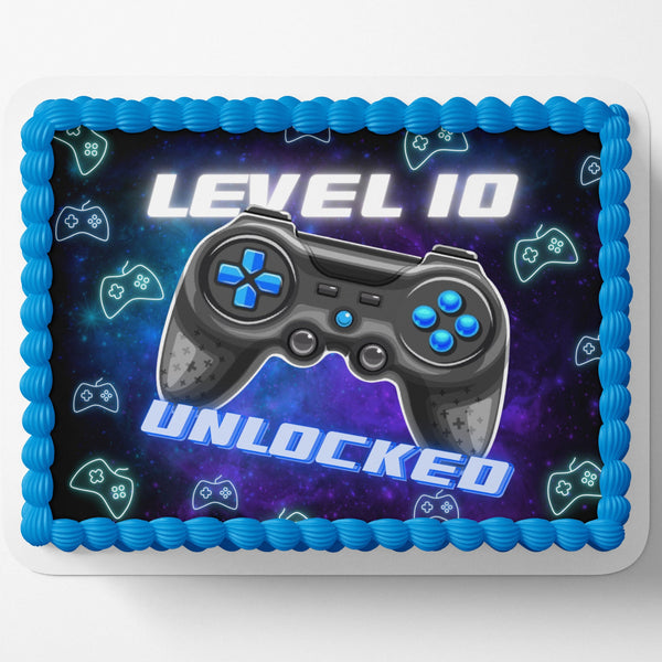 LEVEL UP GAMER Cake wrap Video game birthday video game cake edible image edible icing sheet frosting sheet