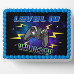 LEVEL UP GAMER Cake wrap Video game birthday video game cake edible image edible icing sheet frosting sheet