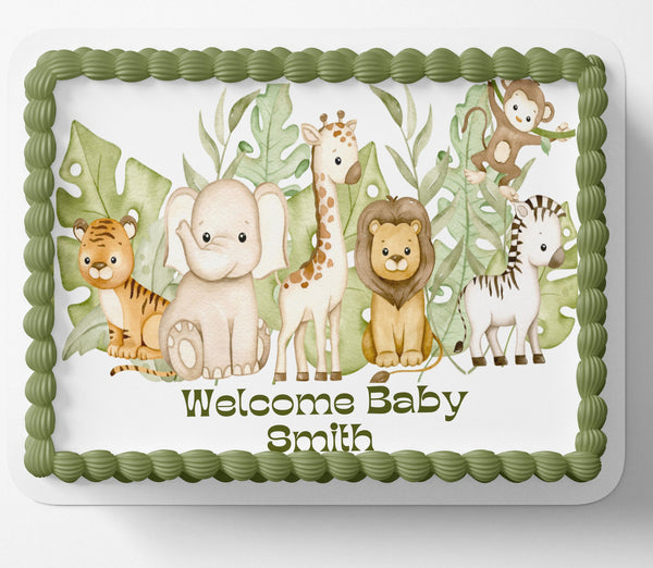 SAFARI BABY SHOWER Cake Topper Edible Image Jungle baby shower Edible Image Safari Baby shower cake Decorations Personalized cake topper