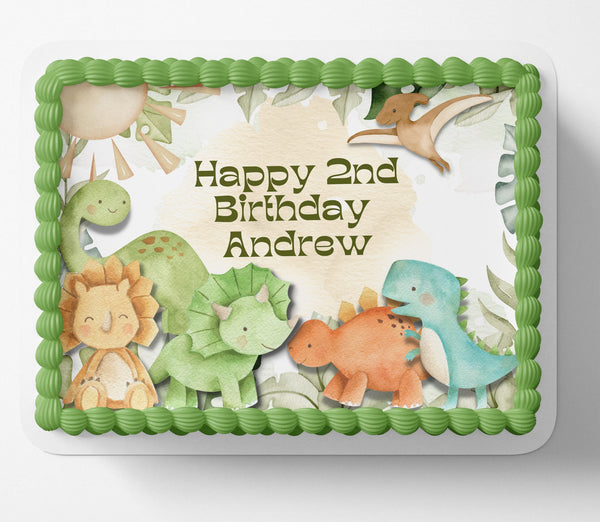 DINOSAUR BIRTHDAY CAKE Topper Edible Image Dinosaur Birthday decorations Dinosaur edible image  Personalized cake topper